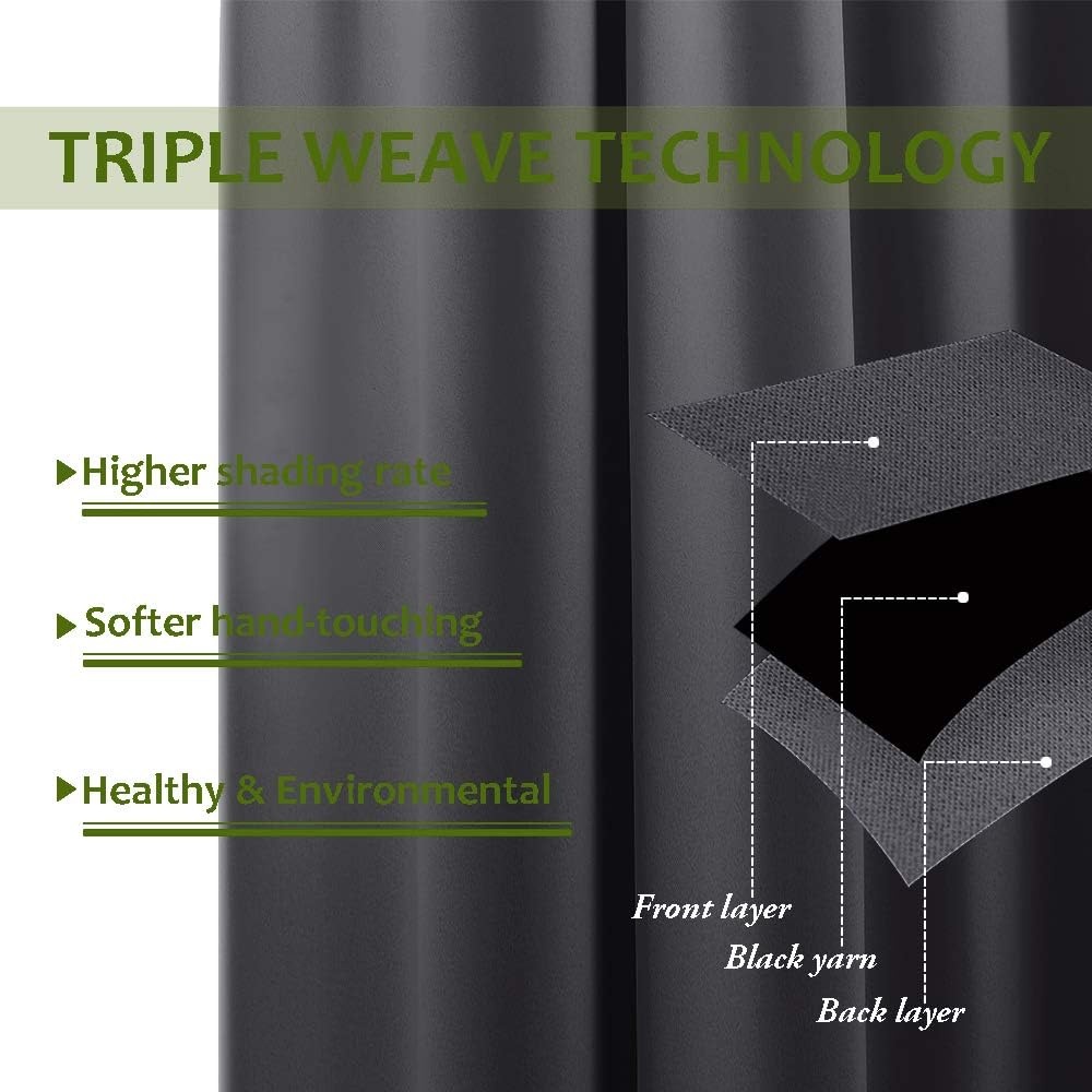 image:imageNICETOWN 100 Blackout Linen Curtain for Patio Sliding Door W100 x L84 inGrey