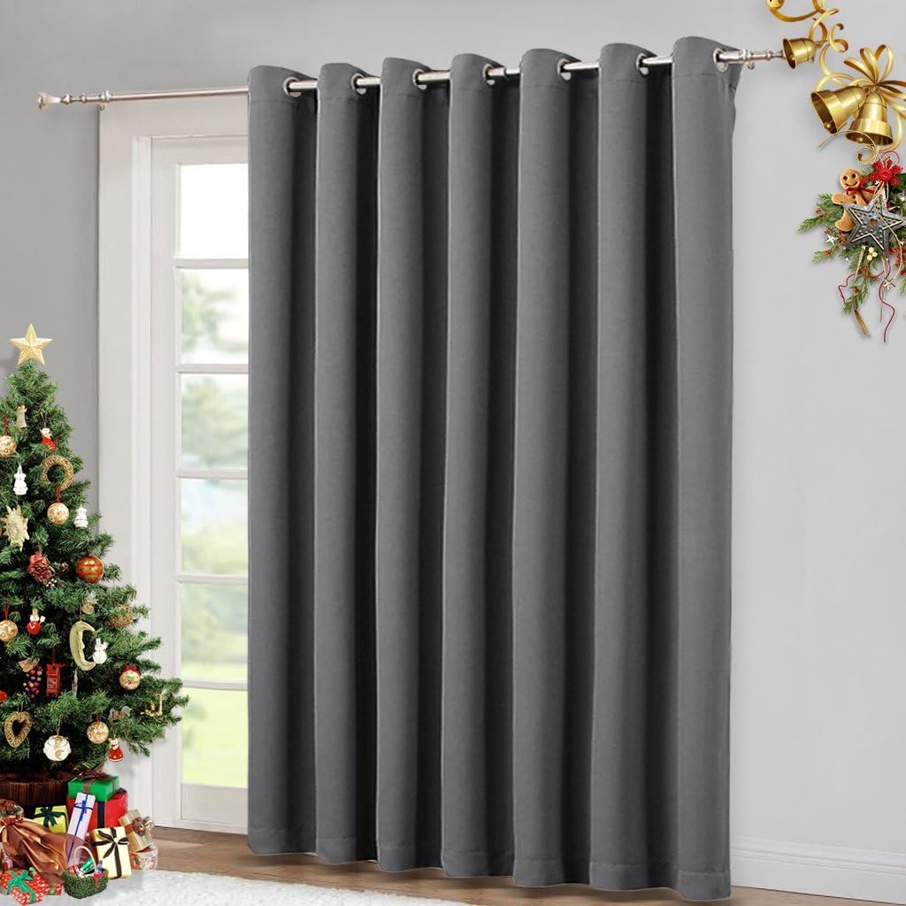 image:imageNICETOWN 100 Blackout Linen Curtain for Patio Sliding Door W100 x L84 inGrey