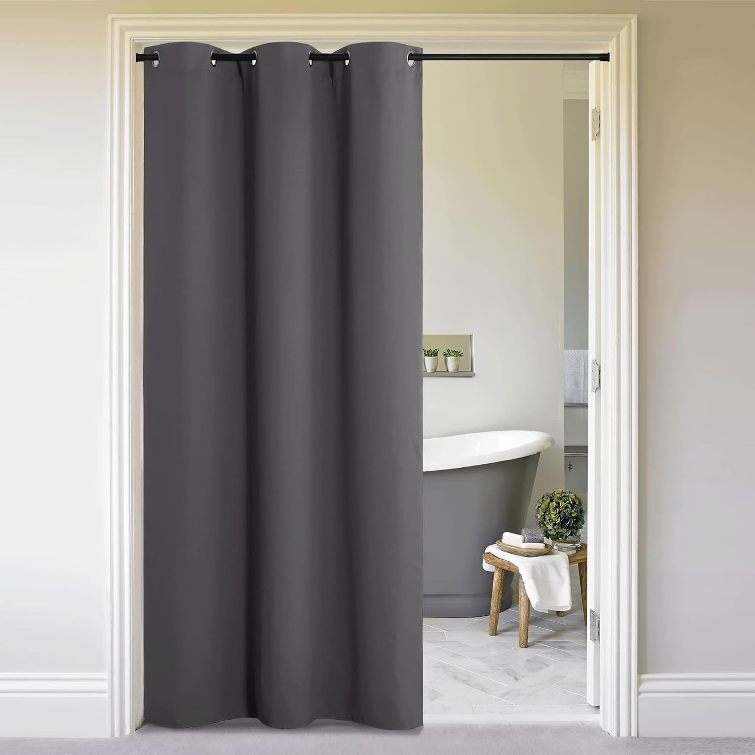 image:imageNICETOWN 100 Blackout Linen Curtain for Patio Sliding Door W100 x L84 inGrey