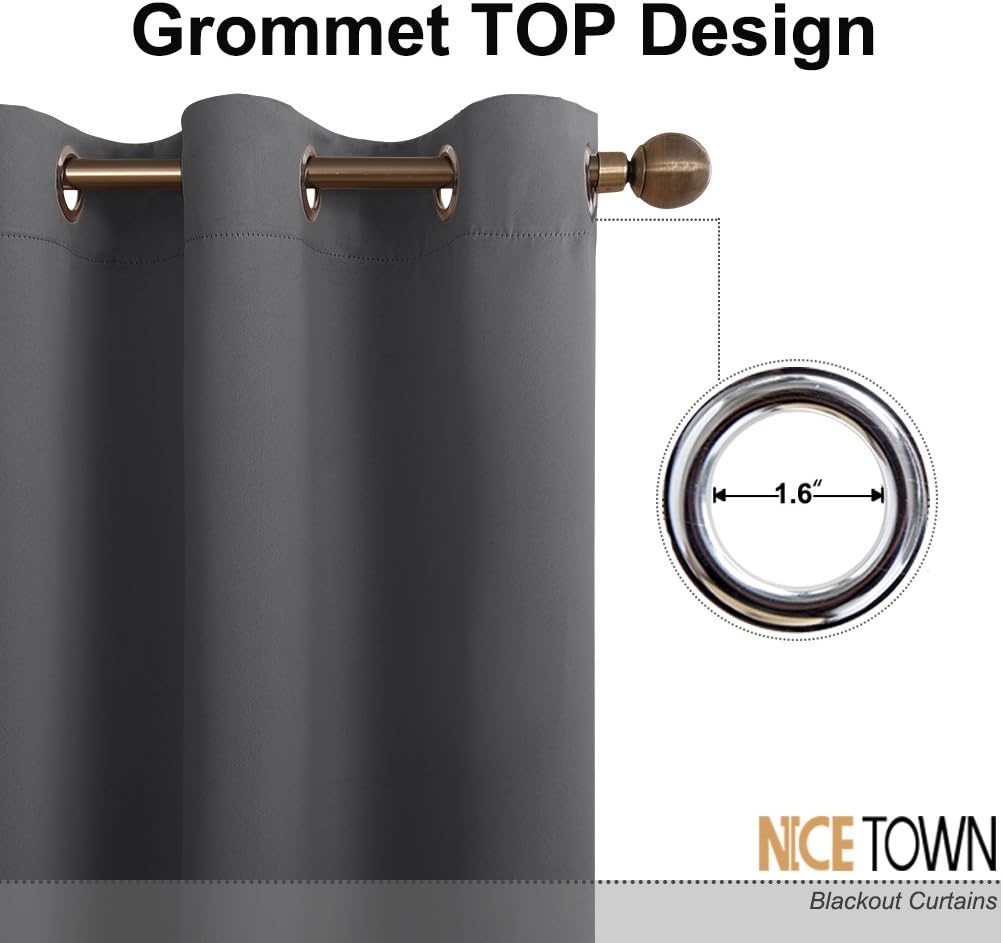 image:imageNICETOWN 100 Blackout Linen Curtain for Patio Sliding Door W100 x L84 inGrey