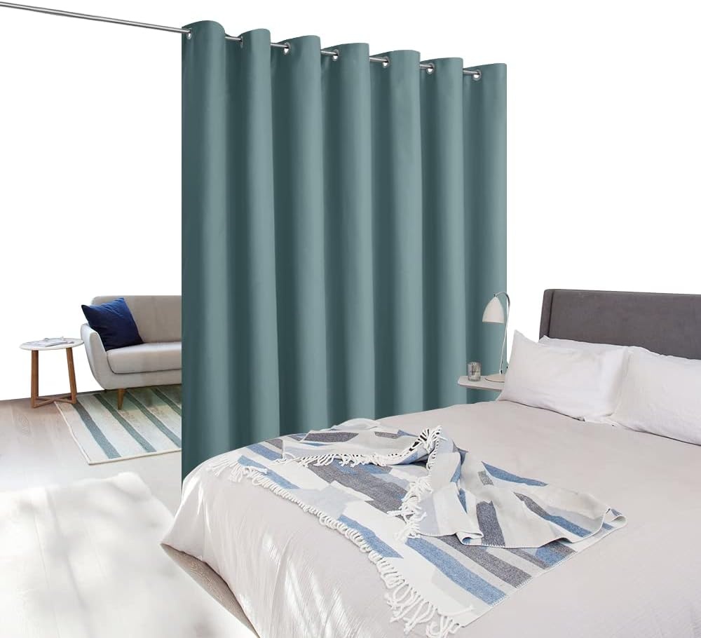 image:imageNICETOWN 100 Blackout Linen Curtain for Patio Sliding Door W100 x L84 inGreyish Blue