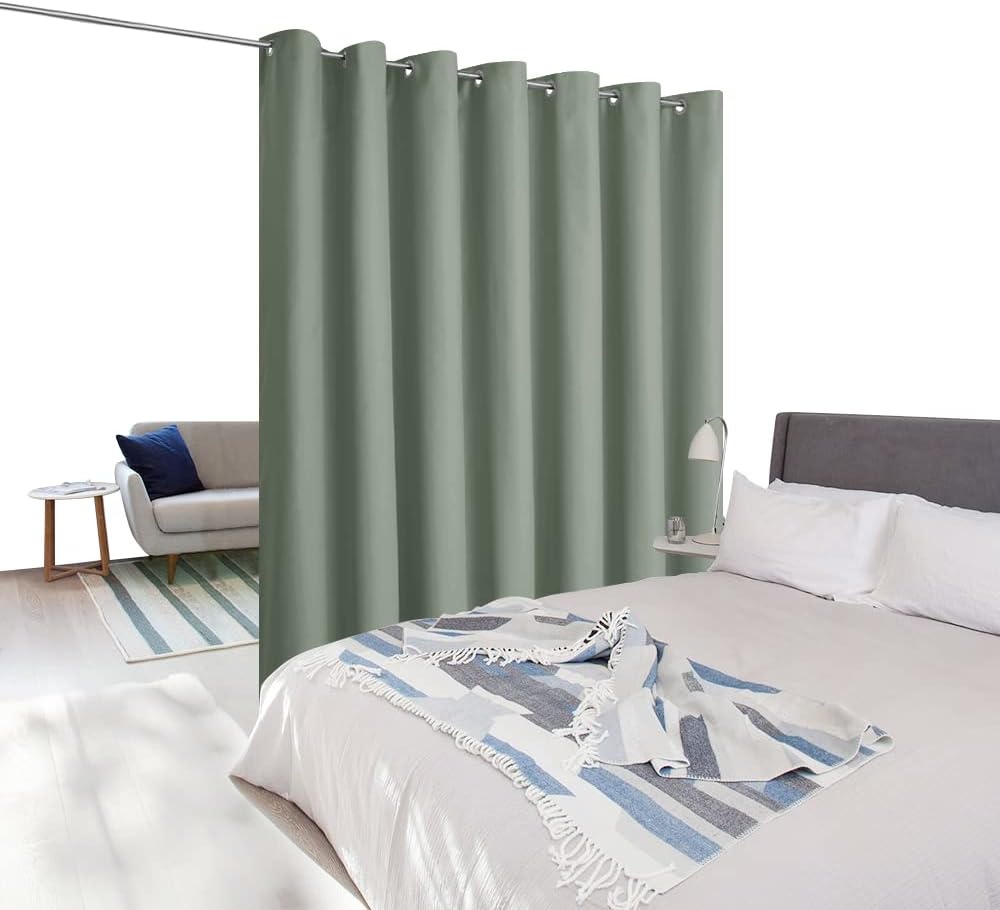 image:imageNICETOWN 100 Blackout Linen Curtain for Patio Sliding Door W100 x L84 inGreyish Green