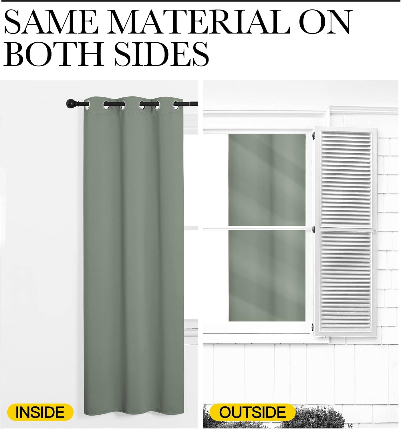 image:imageNICETOWN 100 Blackout Linen Curtain for Patio Sliding Door W100 x L84 inGreyish Green