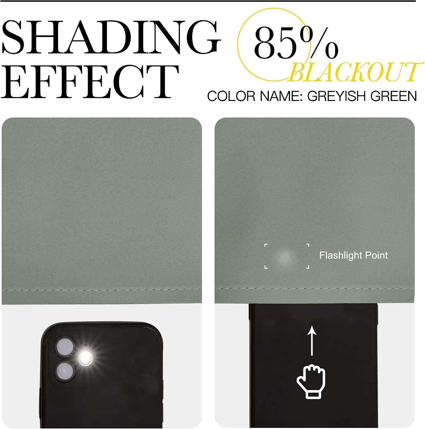 image:imageNICETOWN 100 Blackout Linen Curtain for Patio Sliding Door W100 x L84 inGreyish Green