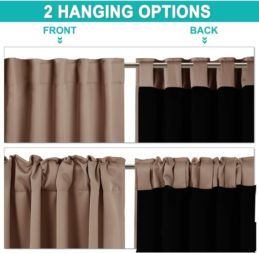 image:imageNICETOWN 100 Blackout Window Curtain Panels Cold and Full Light Blocking Drapes with Black Liner for Nursery 84 Inches Drop Thermal Insulated Draperies Pure White 2 Pieces 52 inches WideCappuccino