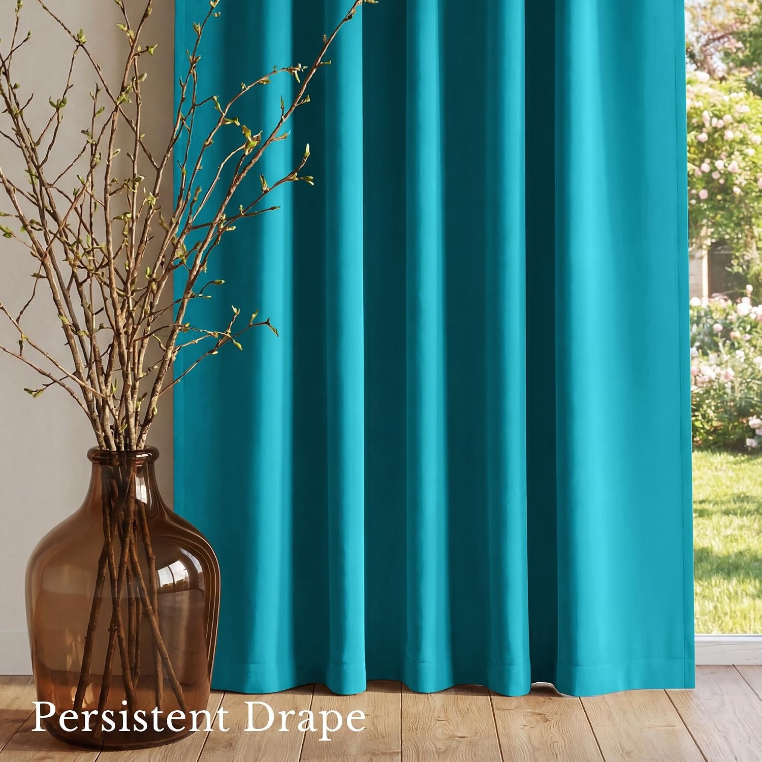 image:imageNICETOWN 100 Blackout Window Curtain Panels Cold and Full Light Blocking Drapes with Black Liner for Nursery 84 Inches Drop Thermal Insulated Draperies Pure White 2 Pieces 52 inches WidePeacock Teal