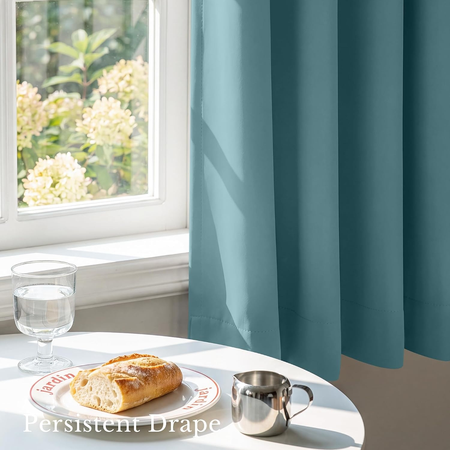 image:imageNICETOWN 100 Blackout Window Curtain Panels Cold and Full Light Blocking Drapes with Black Liner for Nursery 84 Inches Drop Thermal Insulated Draperies Pure White 2 Pieces 52 inches WideSea Teal