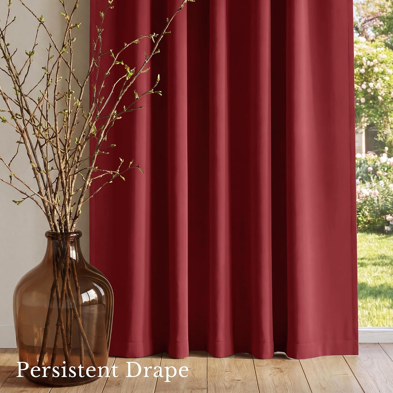 image:imageNICETOWN 100 Blackout Window Curtain Panels Cold and Full Light Blocking Drapes with Black Liner for Nursery 84 Inches Drop Thermal Insulated Draperies Pure White 2 Pieces 52 inches WideBurgundy Red