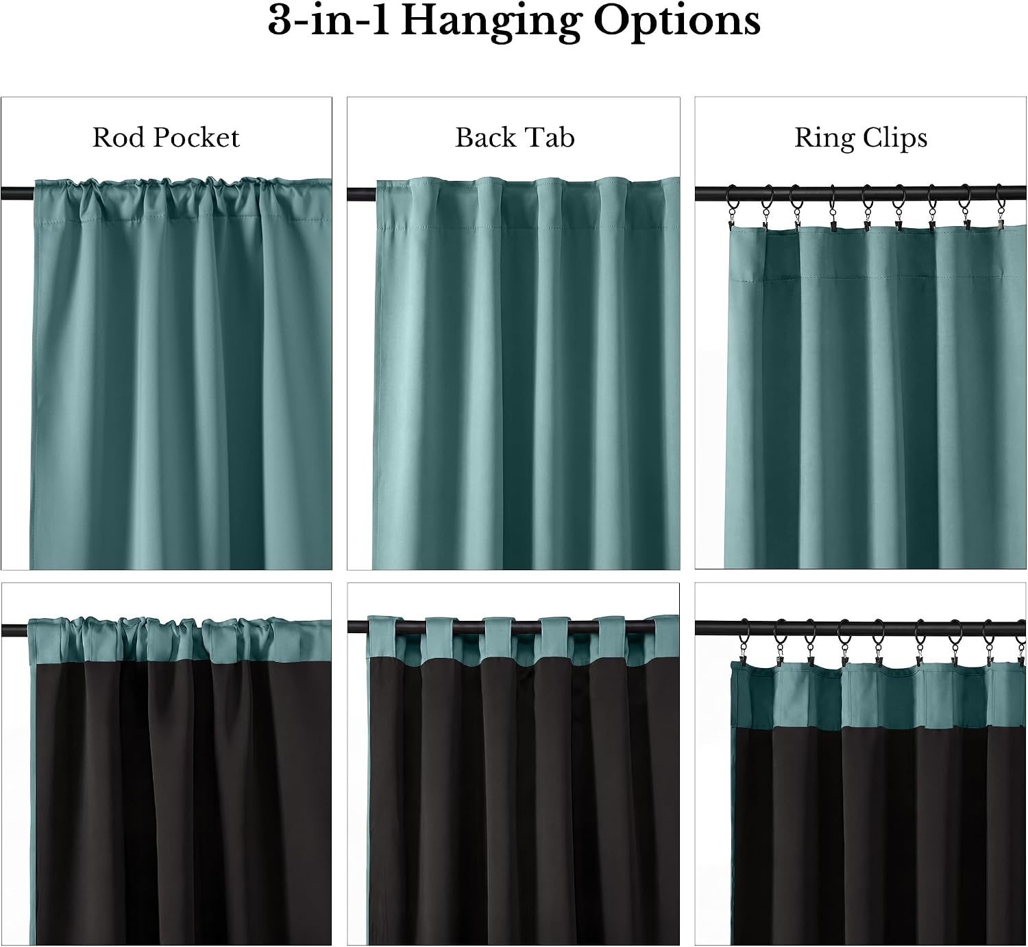 image:imageNICETOWN 100 Blackout Window Curtain Panels Cold and Full Light Blocking Drapes with Black Liner for Nursery 84 Inches Drop Thermal Insulated Draperies Pure White 2 Pieces 52 inches WideGreyish Blue