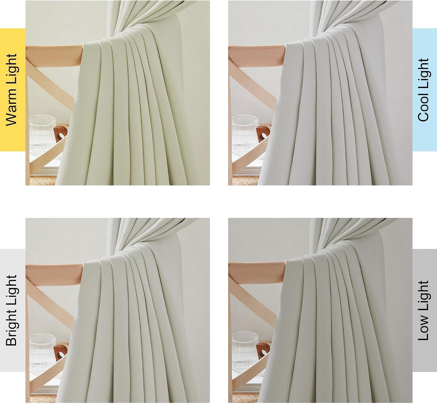 image:imageNICETOWN 2 Panels Faux Linen 100 Blackout Curtains for Living Room Rod PocketBack TabHook Belt Room Darkening Window Treatment with Liner Thermal Curtains for Bedroom Natural W50 x L96Natural
