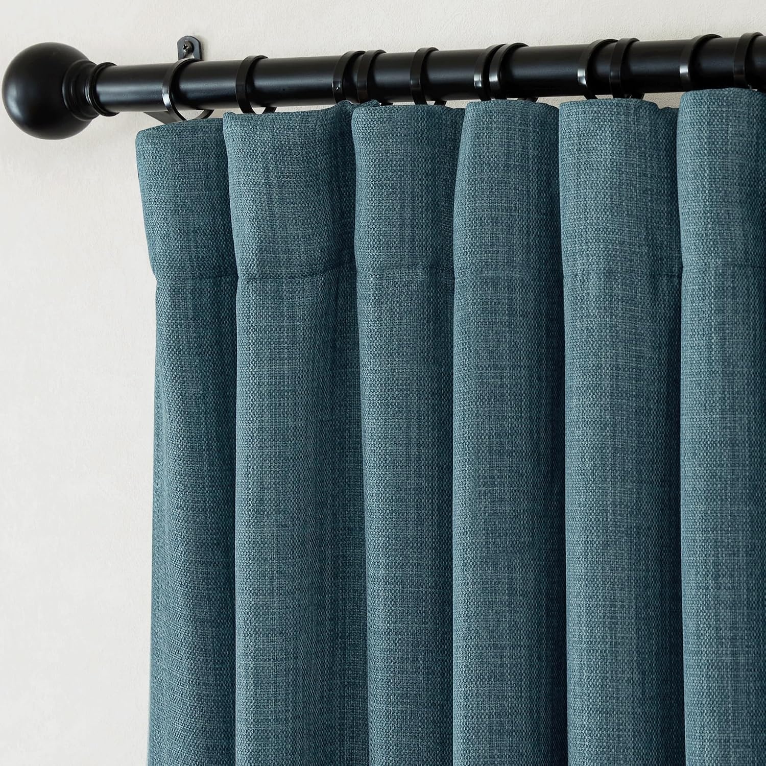image:imageNICETOWN 2 Panels Faux Linen 100 Blackout Curtains for Living Room Rod PocketBack TabHook Belt Room Darkening Window Treatment with Liner Thermal Curtains for Bedroom Natural W50 x L96Greyish Blue