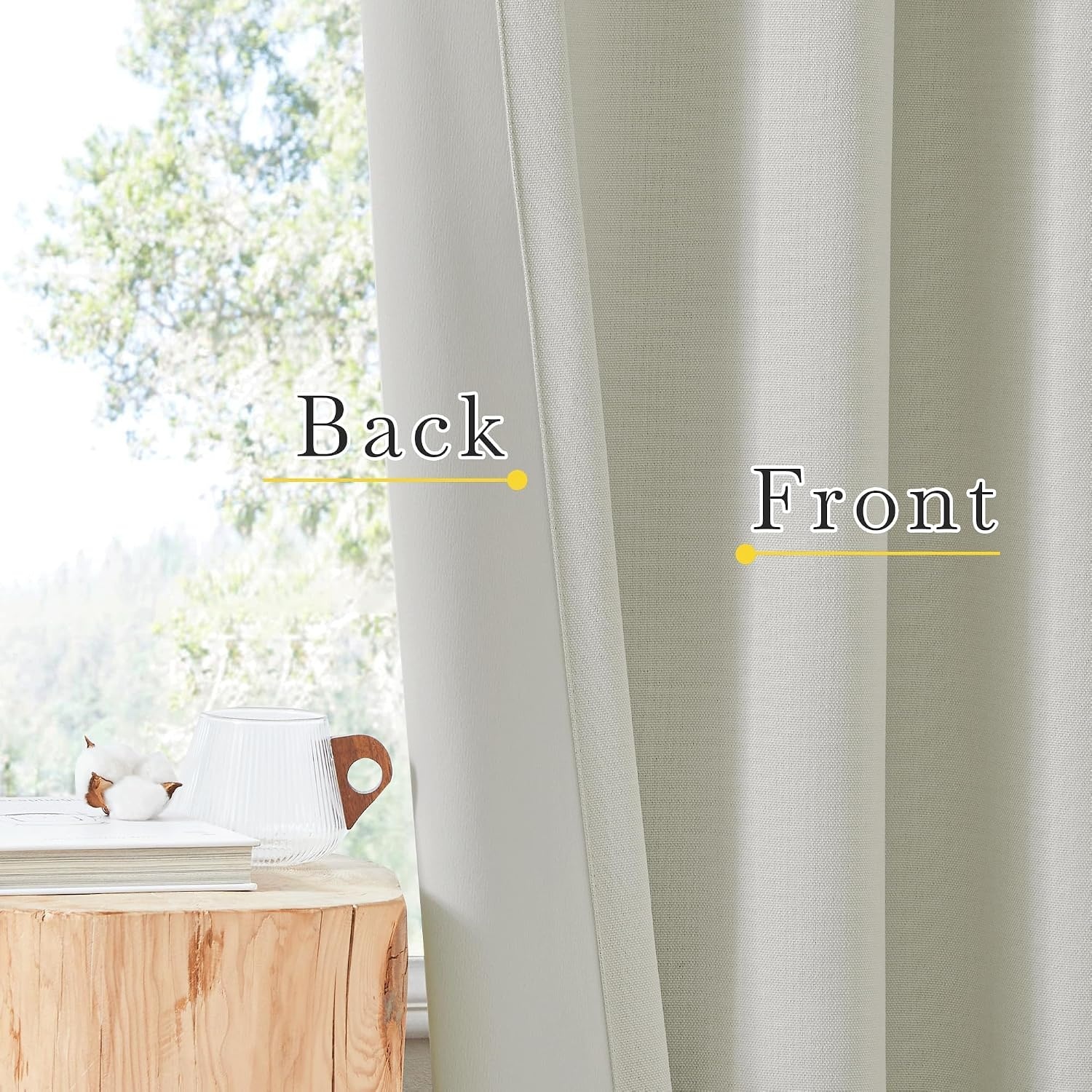 image:imageNICETOWN 2 Panels Faux Linen 100 Blackout Curtains for Living Room Rod PocketBack TabHook Belt Room Darkening Window Treatment with Liner Thermal Curtains for Bedroom Natural W50 x L96Natural