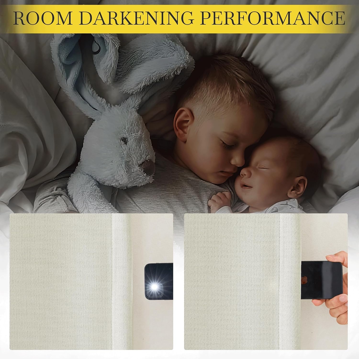 image:imageNICETOWN 2 Panels Faux Linen 100 Blackout Curtains for Living Room Rod PocketBack TabHook Belt Room Darkening Window Treatment with Liner Thermal Curtains for Bedroom Natural W50 x L96Natural