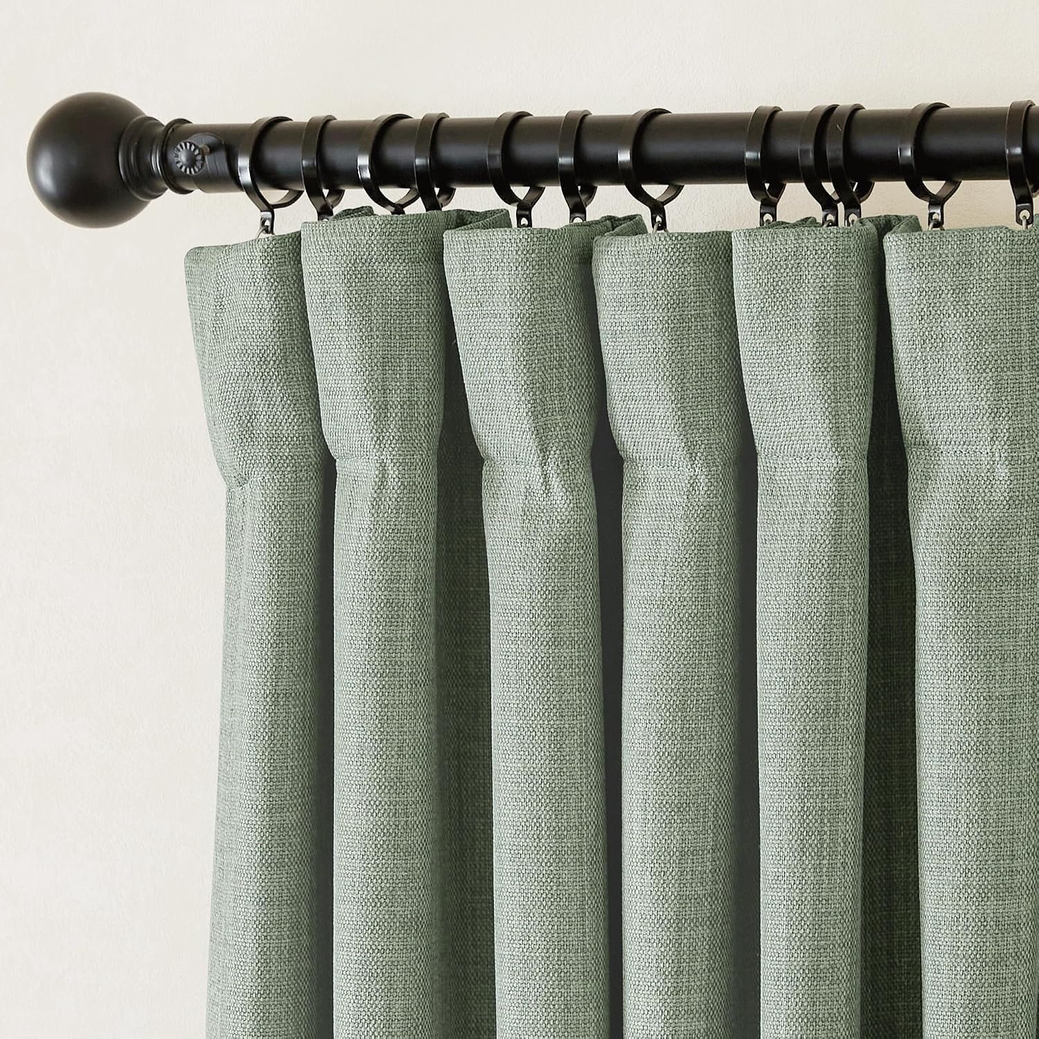 image:imageNICETOWN 2 Panels Faux Linen 100 Blackout Curtains for Living Room Rod PocketBack TabHook Belt Room Darkening Window Treatment with Liner Thermal Curtains for Bedroom Natural W50 x L96Sage Green