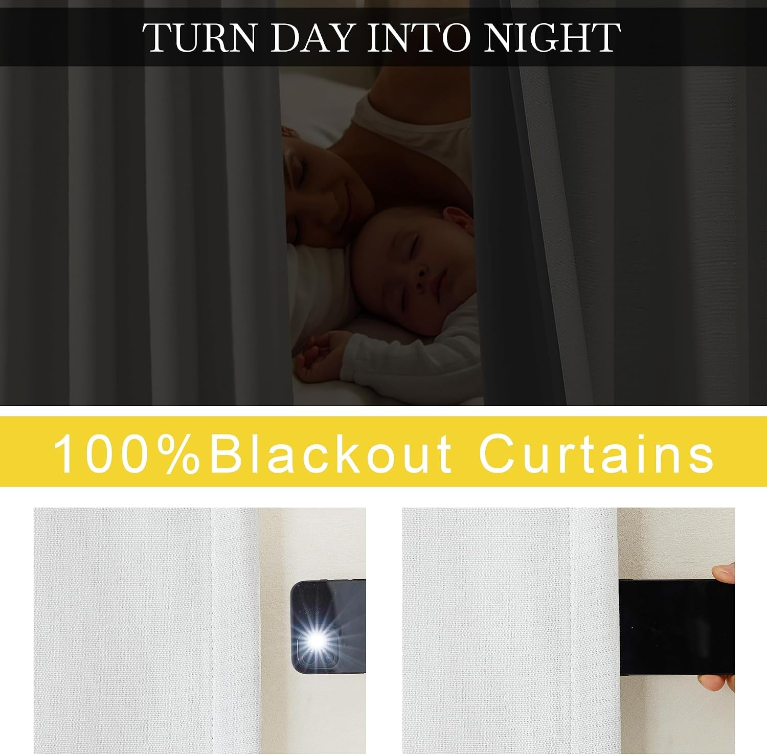 image:imageNICETOWN 2 Panels Faux Linen 100 Blackout Curtains for Living Room Rod PocketBack TabHook Belt Room Darkening Window Treatment with Liner Thermal Curtains for Bedroom Natural W50 x L96100 Blackout Greyish White