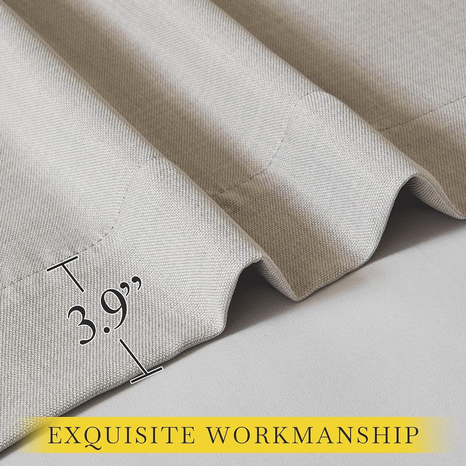 image:imageNICETOWN 2 Panels Faux Linen 100 Blackout Curtains for Living Room Rod PocketBack TabHook Belt Room Darkening Window Treatment with Liner Thermal Curtains for Bedroom Natural W50 x L96Hook Belt Angora
