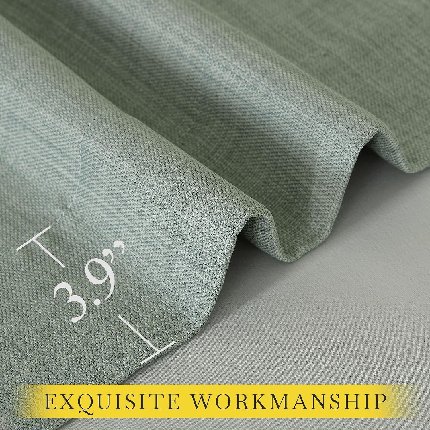 image:imageNICETOWN 2 Panels Faux Linen 100 Blackout Curtains for Living Room Rod PocketBack TabHook Belt Room Darkening Window Treatment with Liner Thermal Curtains for Bedroom Natural W50 x L96Sage Green