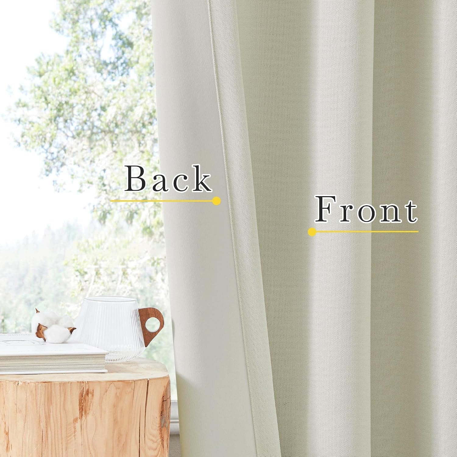image:imageNICETOWN 2 Panels Faux Linen 100 Blackout Curtains for Living Room Rod PocketBack TabHook Belt Room Darkening Window Treatment with Liner Thermal Curtains for Bedroom Natural W50 x L96Natural