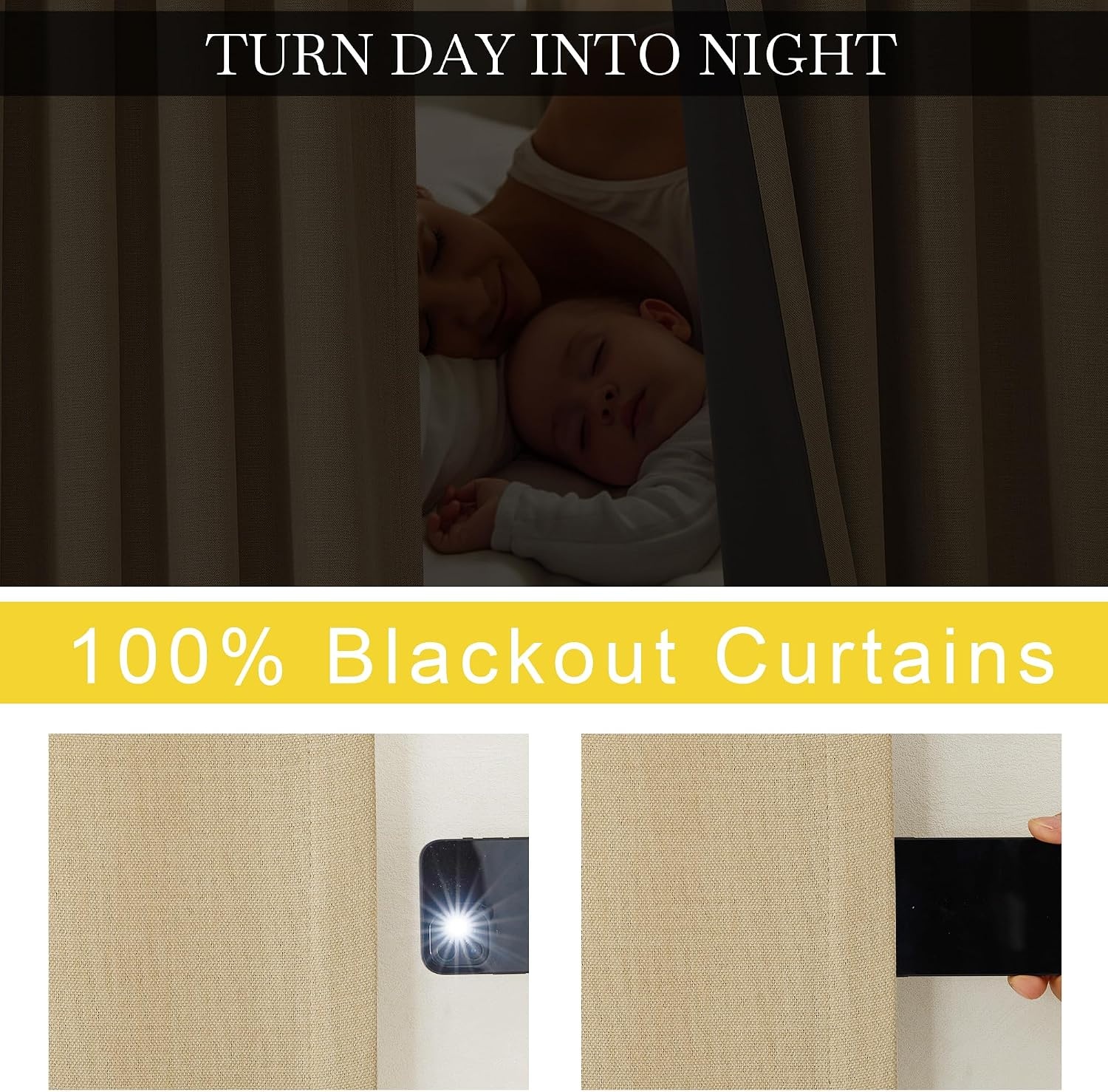 image:imageNICETOWN 2 Panels Faux Linen 100 Blackout Curtains for Living Room Rod PocketBack TabHook Belt Room Darkening Window Treatment with Liner Thermal Curtains for Bedroom Natural W50 x L96100 Blackout Oatmeal
