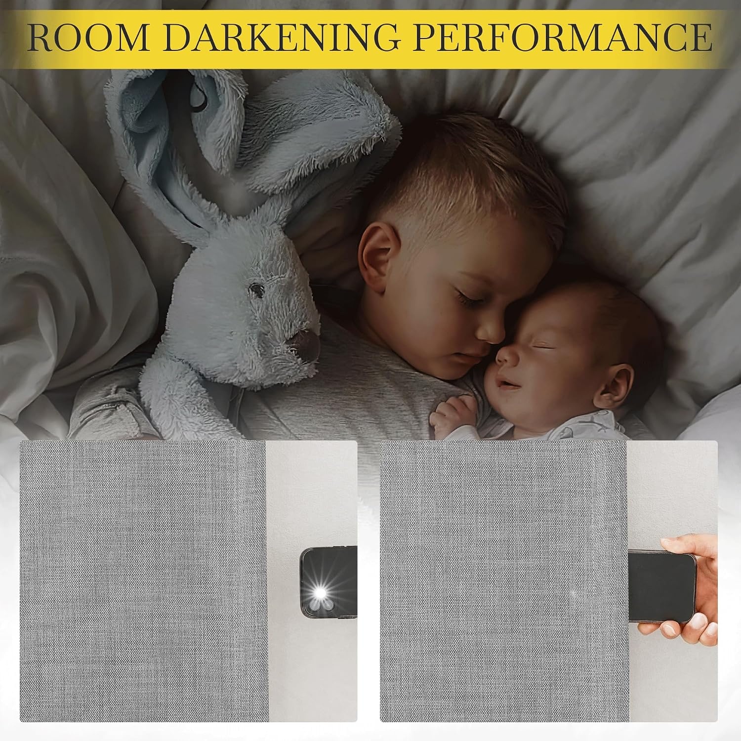 image:imageNICETOWN 2 Panels Faux Linen 100 Blackout Curtains for Living Room Rod PocketBack TabHook Belt Room Darkening Window Treatment with Liner Thermal Curtains for Bedroom Natural W50 x L96Light Grey