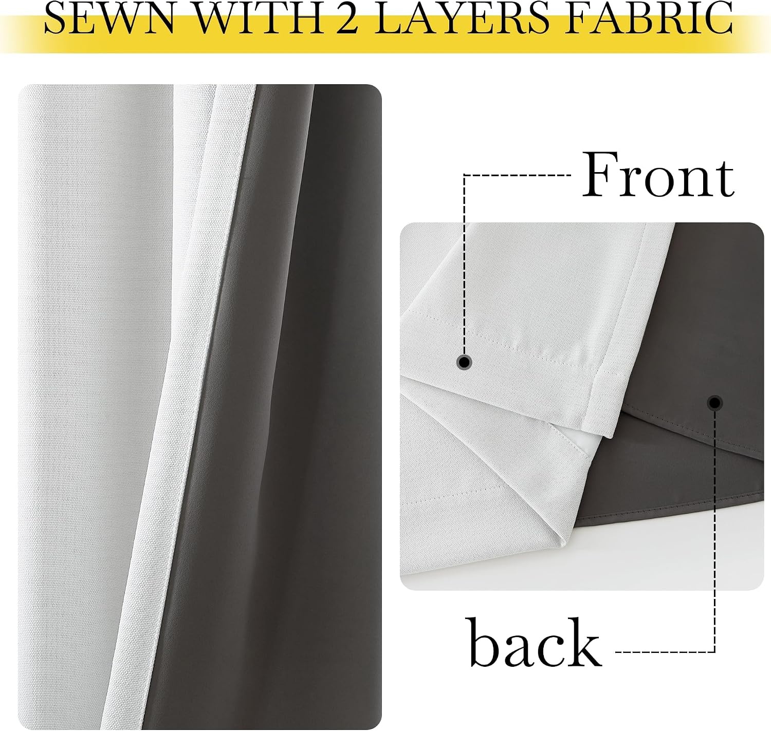 image:imageNICETOWN 2 Panels Faux Linen 100 Blackout Curtains for Living Room Rod PocketBack TabHook Belt Room Darkening Window Treatment with Liner Thermal Curtains for Bedroom Natural W50 x L96100 Blackout Greyish White