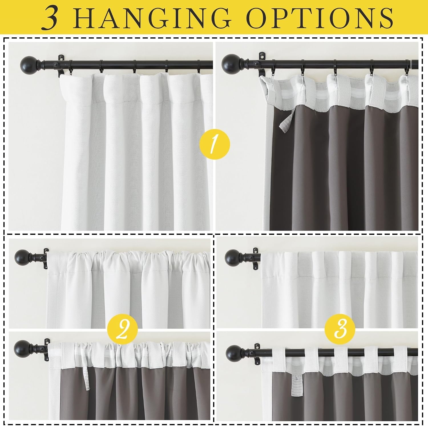 image:imageNICETOWN 2 Panels Faux Linen 100 Blackout Curtains for Living Room Rod PocketBack TabHook Belt Room Darkening Window Treatment with Liner Thermal Curtains for Bedroom Natural W50 x L96100 Blackout Greyish White