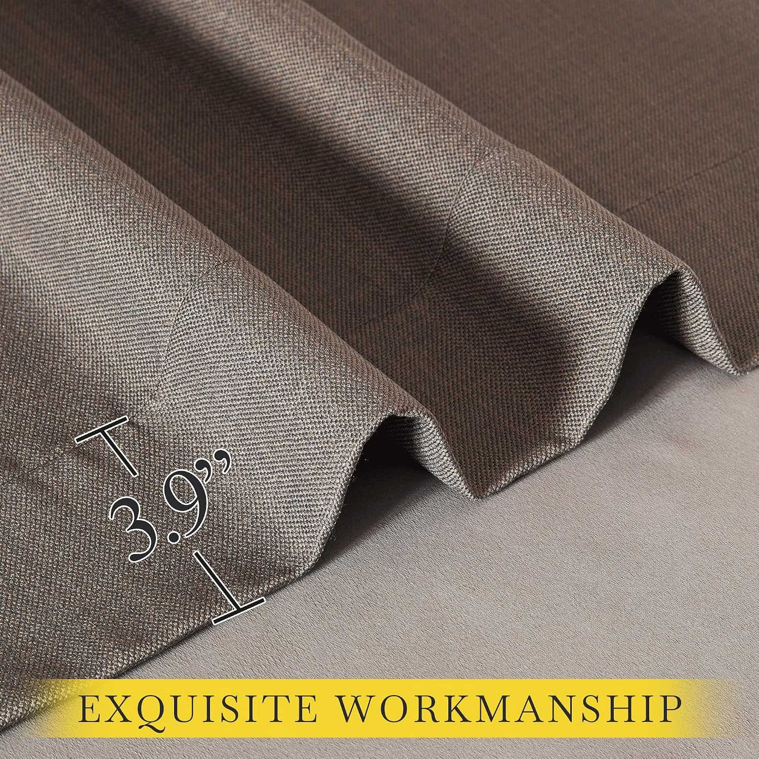 image:imageNICETOWN 2 Panels Faux Linen 100 Blackout Curtains for Living Room Rod PocketBack TabHook Belt Room Darkening Window Treatment with Liner Thermal Curtains for Bedroom Natural W50 x L96Brown