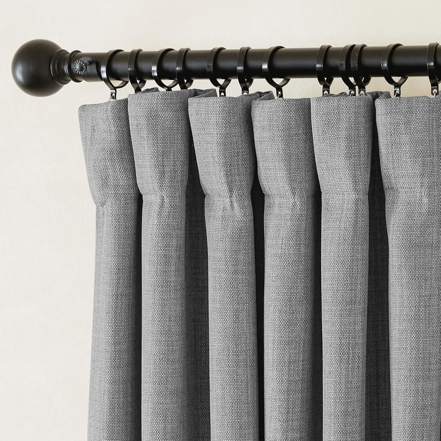 image:imageNICETOWN 2 Panels Faux Linen 100 Blackout Curtains for Living Room Rod PocketBack TabHook Belt Room Darkening Window Treatment with Liner Thermal Curtains for Bedroom Natural W50 x L96Light Grey