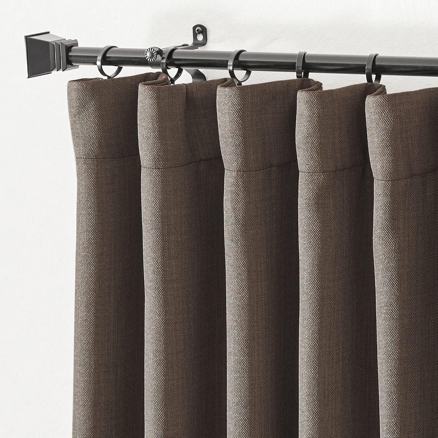 image:imageNICETOWN 2 Panels Faux Linen 100 Blackout Curtains for Living Room Rod PocketBack TabHook Belt Room Darkening Window Treatment with Liner Thermal Curtains for Bedroom Natural W50 x L96Brown