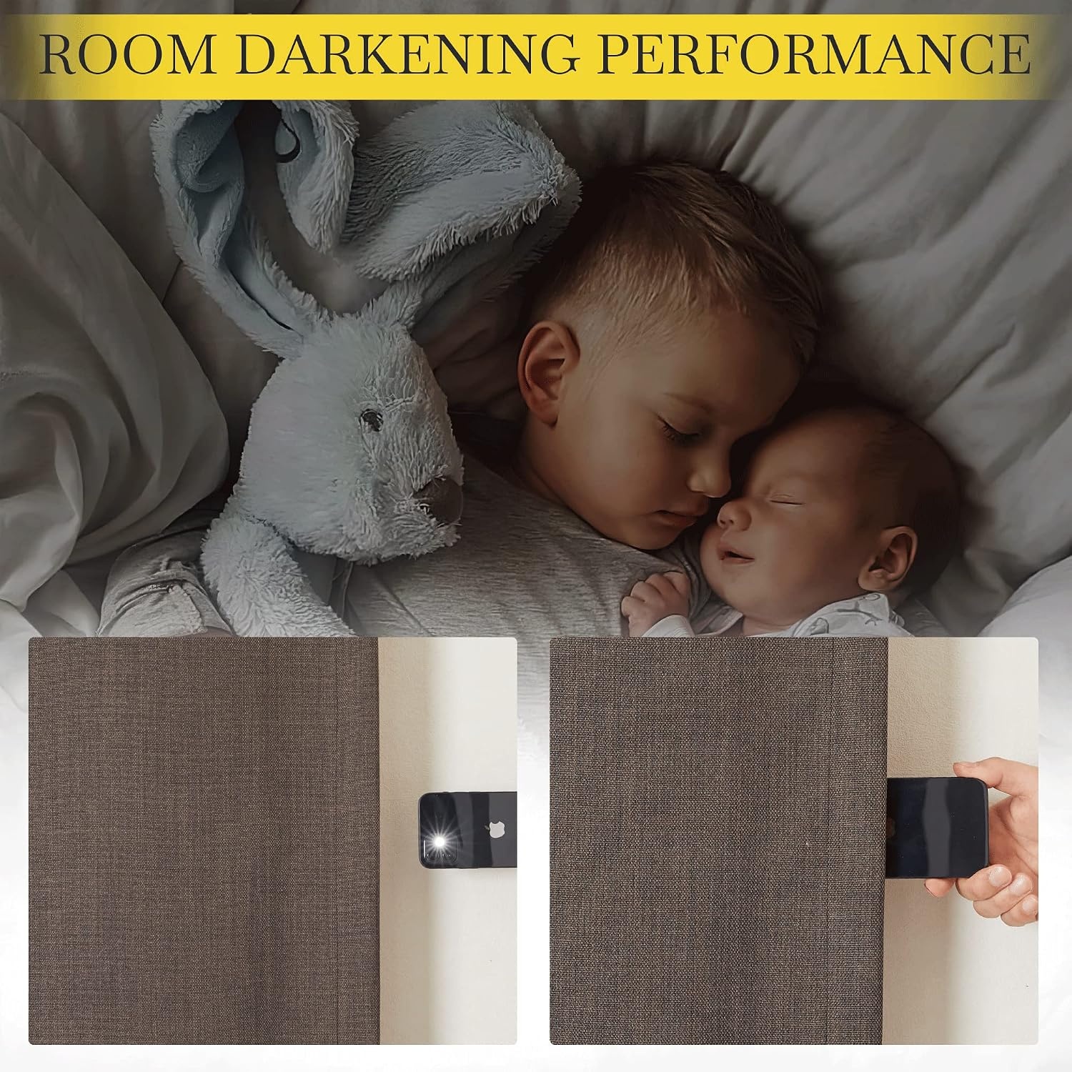 image:imageNICETOWN 2 Panels Faux Linen 100 Blackout Curtains for Living Room Rod PocketBack TabHook Belt Room Darkening Window Treatment with Liner Thermal Curtains for Bedroom Natural W50 x L96Brown
