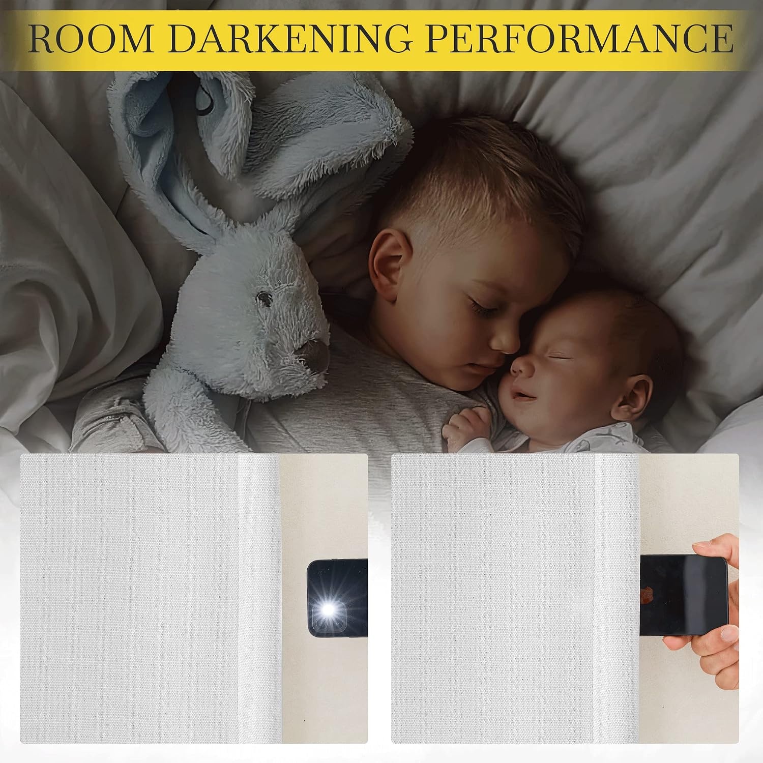 image:imageNICETOWN 2 Panels Faux Linen 100 Blackout Curtains for Living Room Rod PocketBack TabHook Belt Room Darkening Window Treatment with Liner Thermal Curtains for Bedroom Natural W50 x L96Greyish White