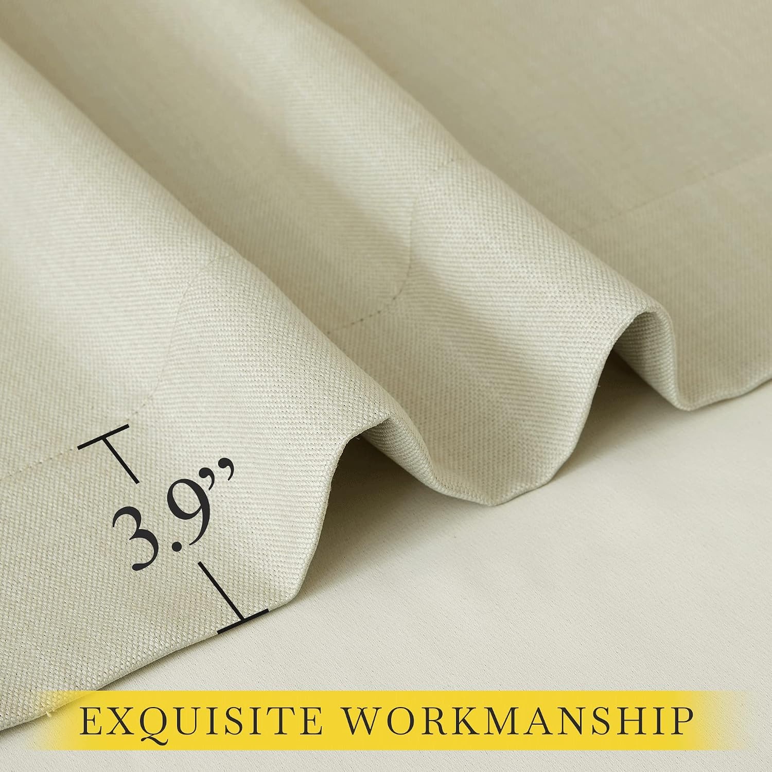 image:imageNICETOWN 2 Panels Faux Linen 100 Blackout Curtains for Living Room Rod PocketBack TabHook Belt Room Darkening Window Treatment with Liner Thermal Curtains for Bedroom Natural W50 x L96Beige