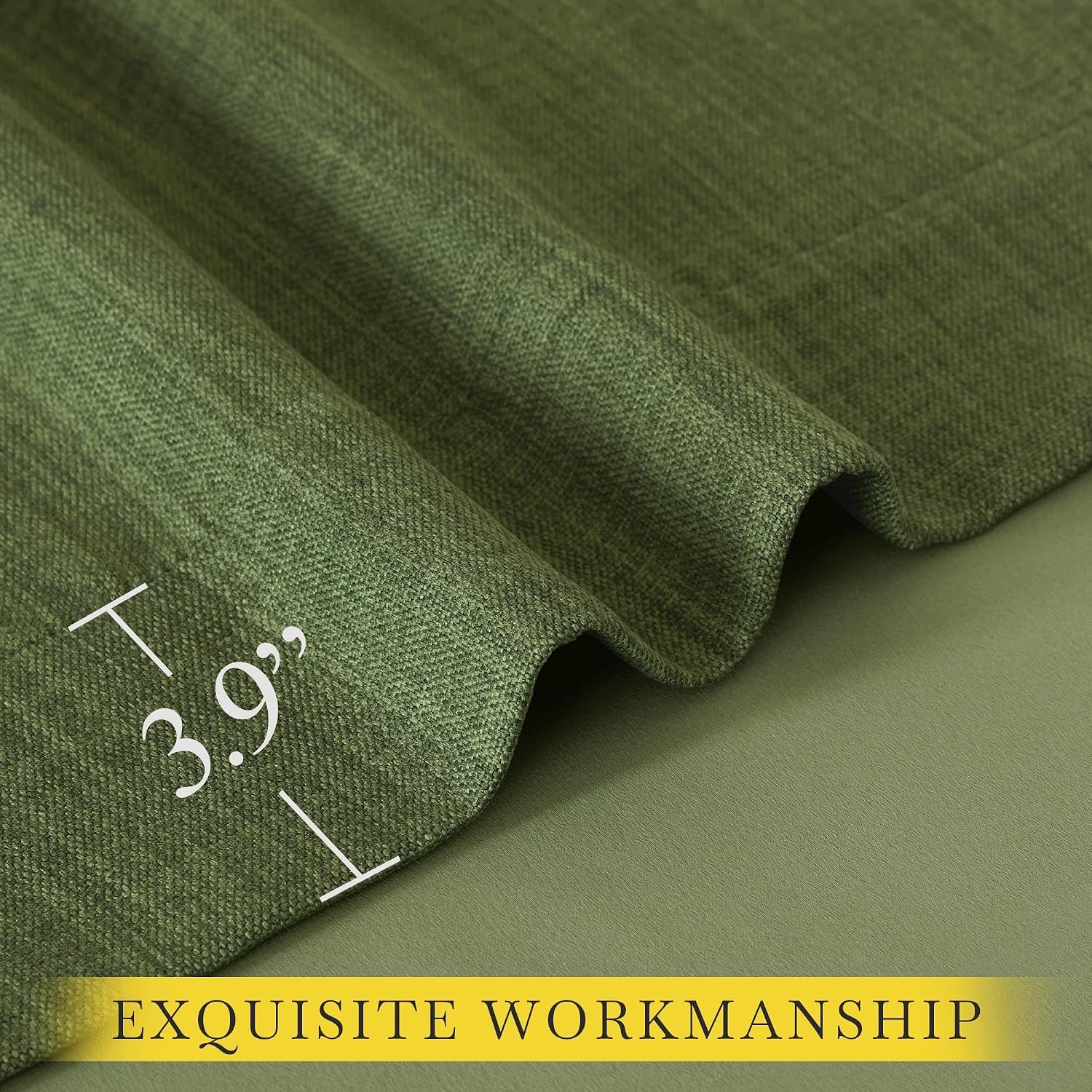 image:imageNICETOWN 2 Panels Faux Linen 100 Blackout Curtains for Living Room Rod PocketBack TabHook Belt Room Darkening Window Treatment with Liner Thermal Curtains for Bedroom Natural W50 x L96Forest Green