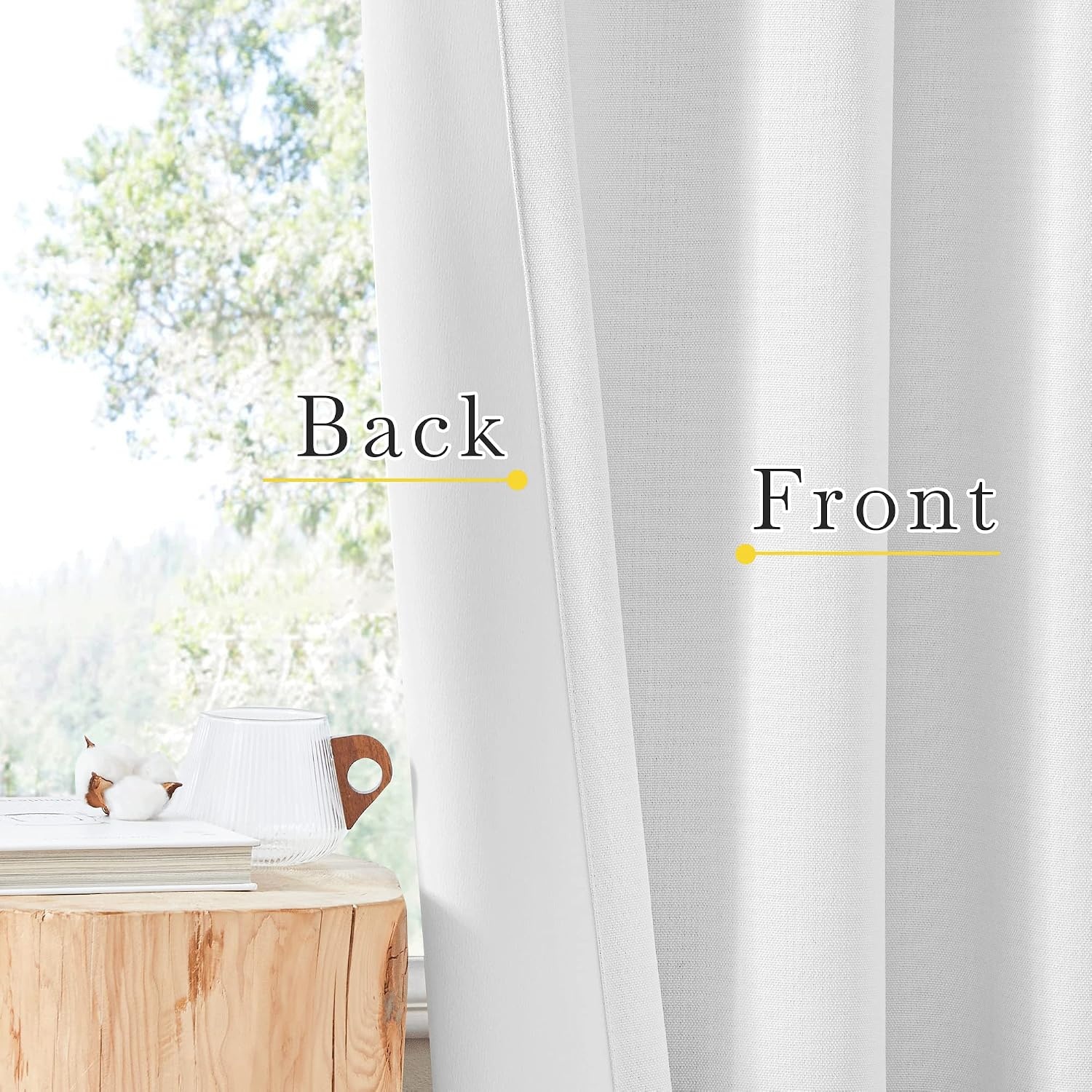 image:imageNICETOWN 2 Panels Faux Linen 100 Blackout Curtains for Living Room Rod PocketBack TabHook Belt Room Darkening Window Treatment with Liner Thermal Curtains for Bedroom Natural W50 x L96Greyish White
