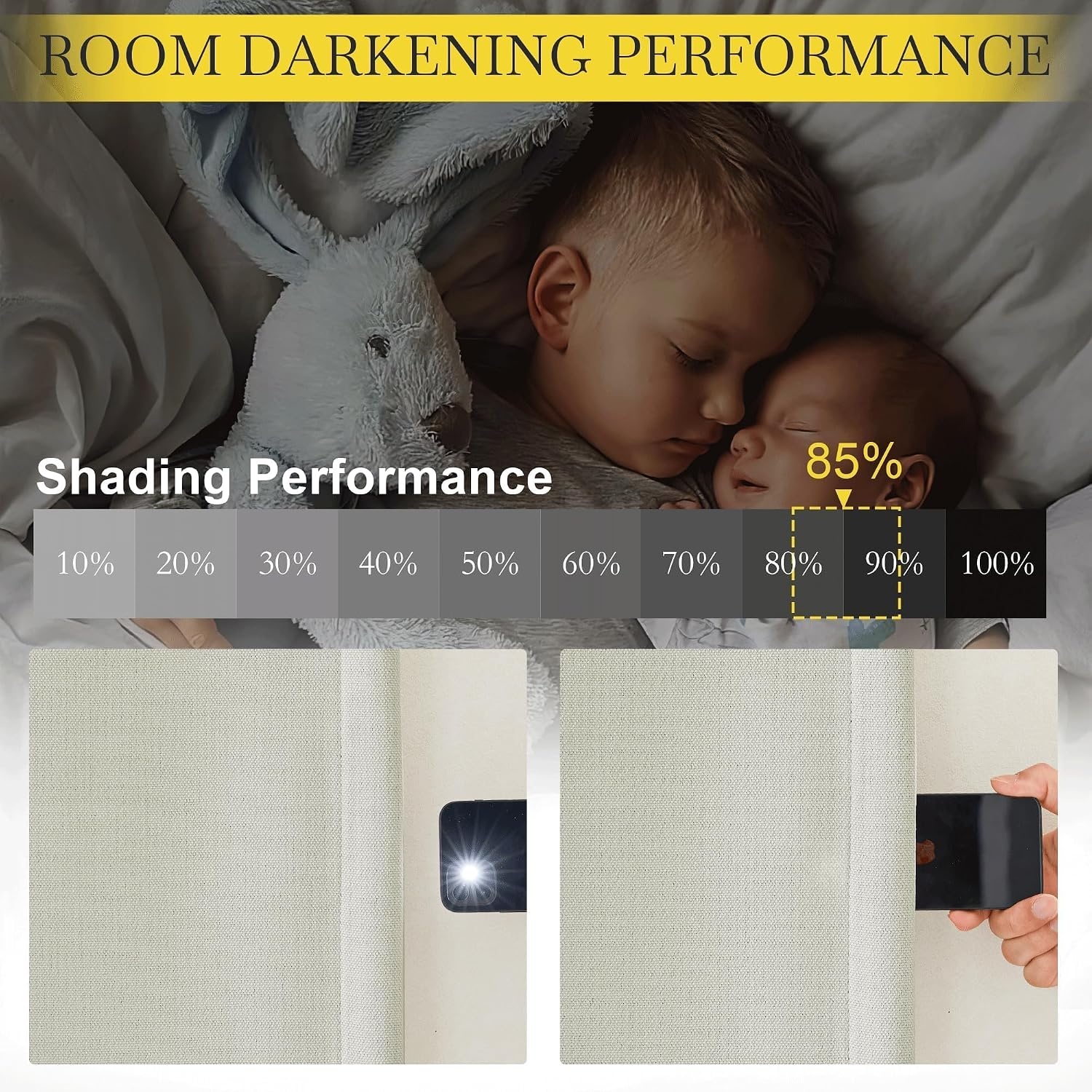 image:imageNICETOWN 2 Panels Faux Linen 100 Blackout Curtains for Living Room Rod PocketBack TabHook Belt Room Darkening Window Treatment with Liner Thermal Curtains for Bedroom Natural W50 x L96Natural