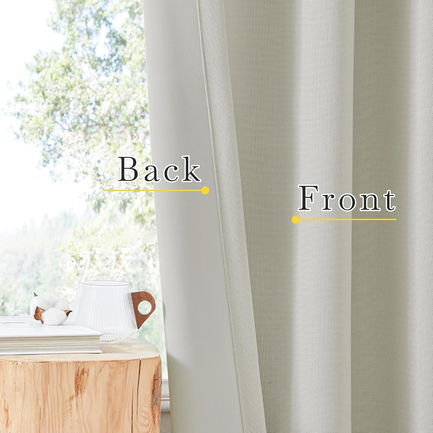 image:imageNICETOWN 2 Panels Faux Linen 100 Blackout Curtains for Living Room Rod PocketBack TabHook Belt Room Darkening Window Treatment with Liner Thermal Curtains for Bedroom Natural W50 x L96Natural