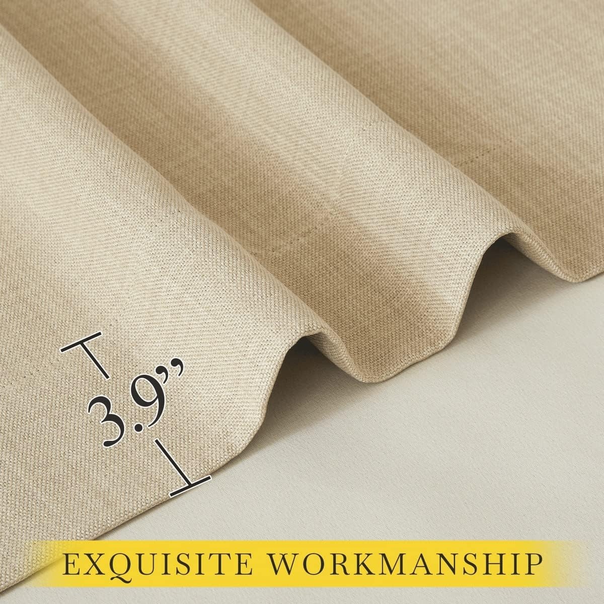 image:imageNICETOWN 2 Panels Faux Linen 100 Blackout Curtains for Living Room Rod PocketBack TabHook Belt Room Darkening Window Treatment with Liner Thermal Curtains for Bedroom Natural W50 x L96Oatmeal
