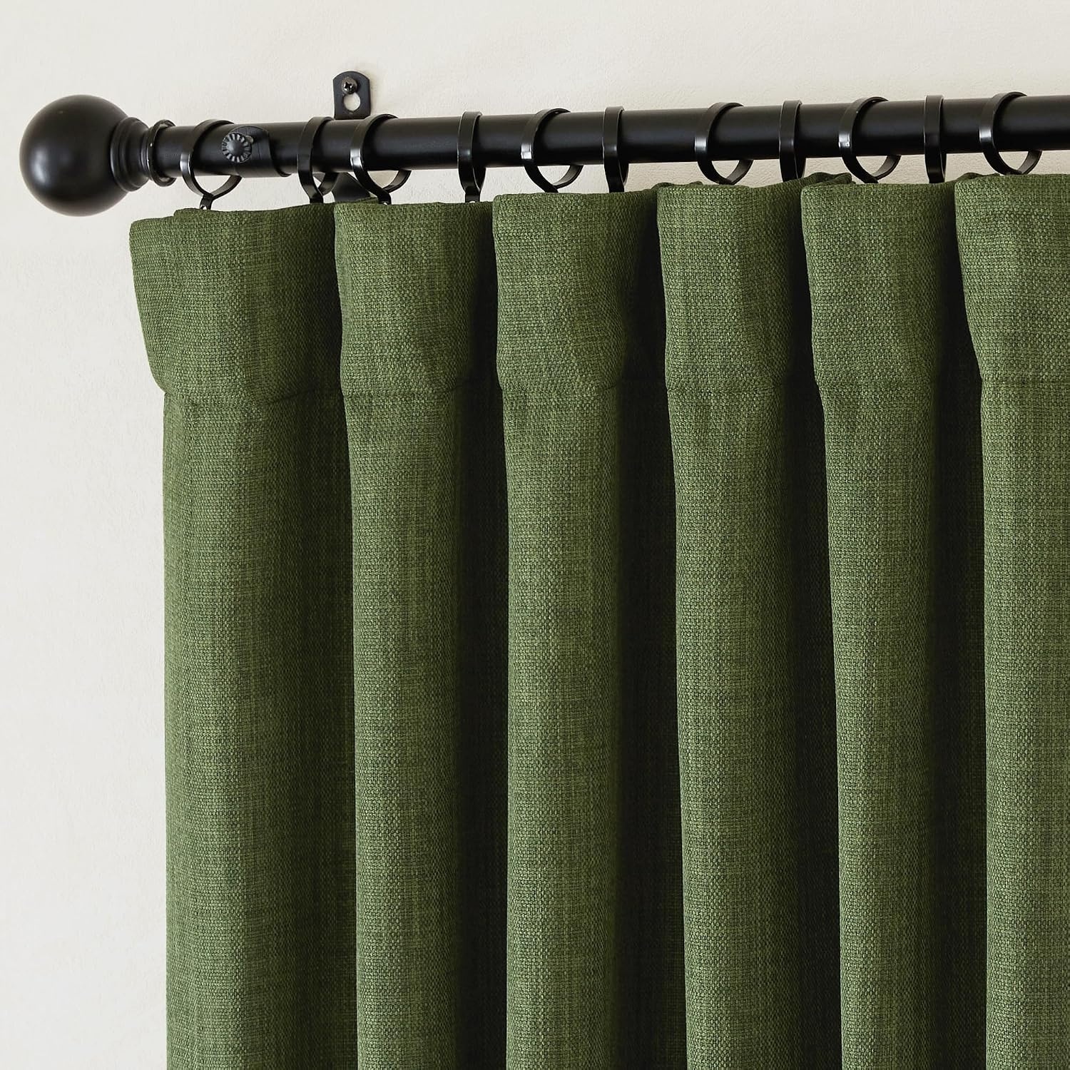 image:imageNICETOWN 2 Panels Faux Linen 100 Blackout Curtains for Living Room Rod PocketBack TabHook Belt Room Darkening Window Treatment with Liner Thermal Curtains for Bedroom Natural W50 x L96Forest Green