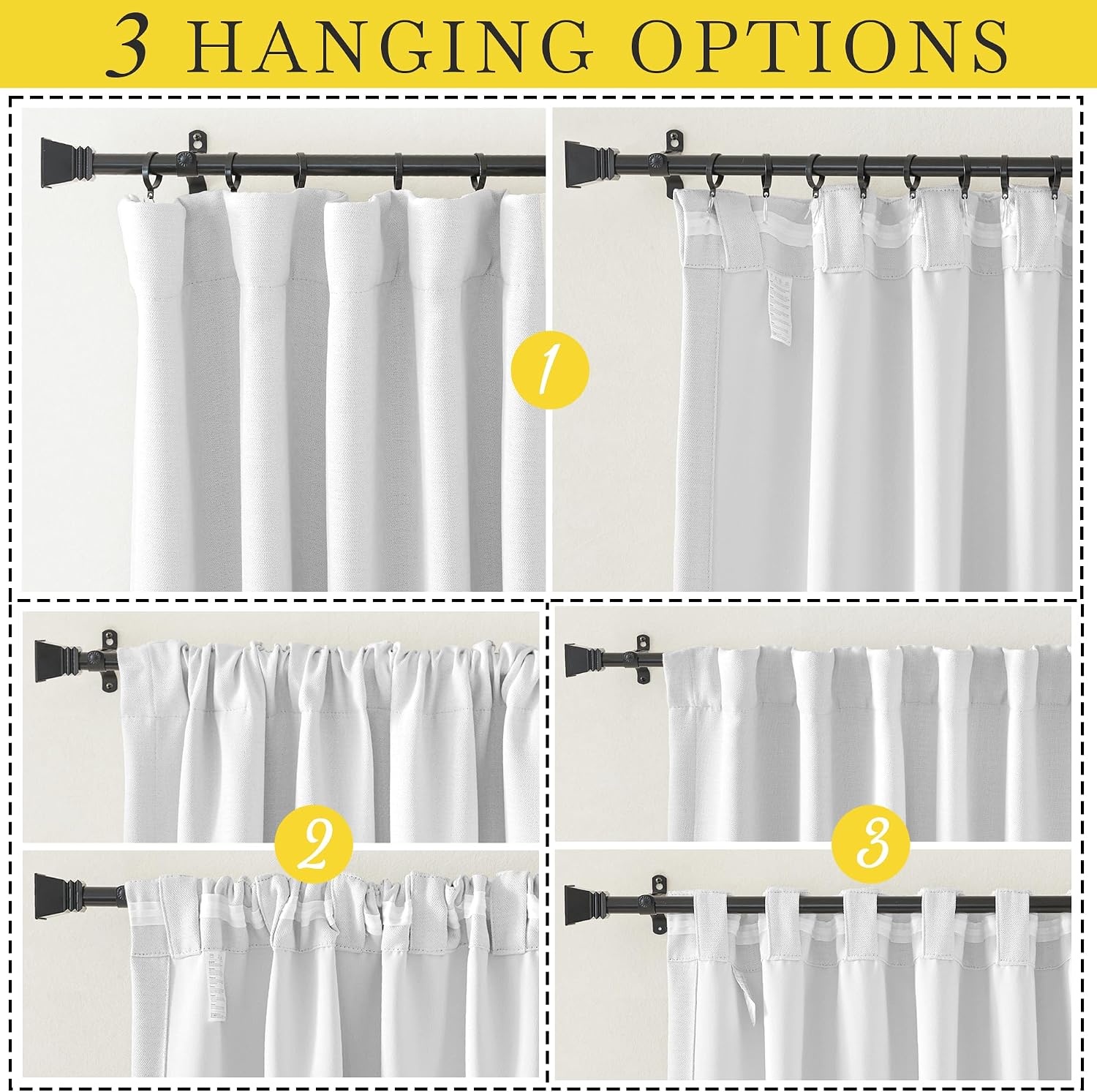 image:imageNICETOWN 2 Panels Faux Linen 100 Blackout Curtains for Living Room Rod PocketBack TabHook Belt Room Darkening Window Treatment with Liner Thermal Curtains for Bedroom Natural W50 x L96Greyish White
