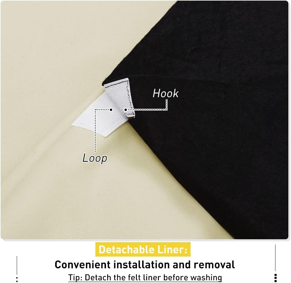 image:imageNICETOWN Sound Barrier 100 Blackout Divider Curtains 84 Noise Heat and Cold Blocking Drapes with Felt Fabric Lining for Noise ReducingNurseryDaytime SleepBedroom White 2 PCs 52 WideBeige