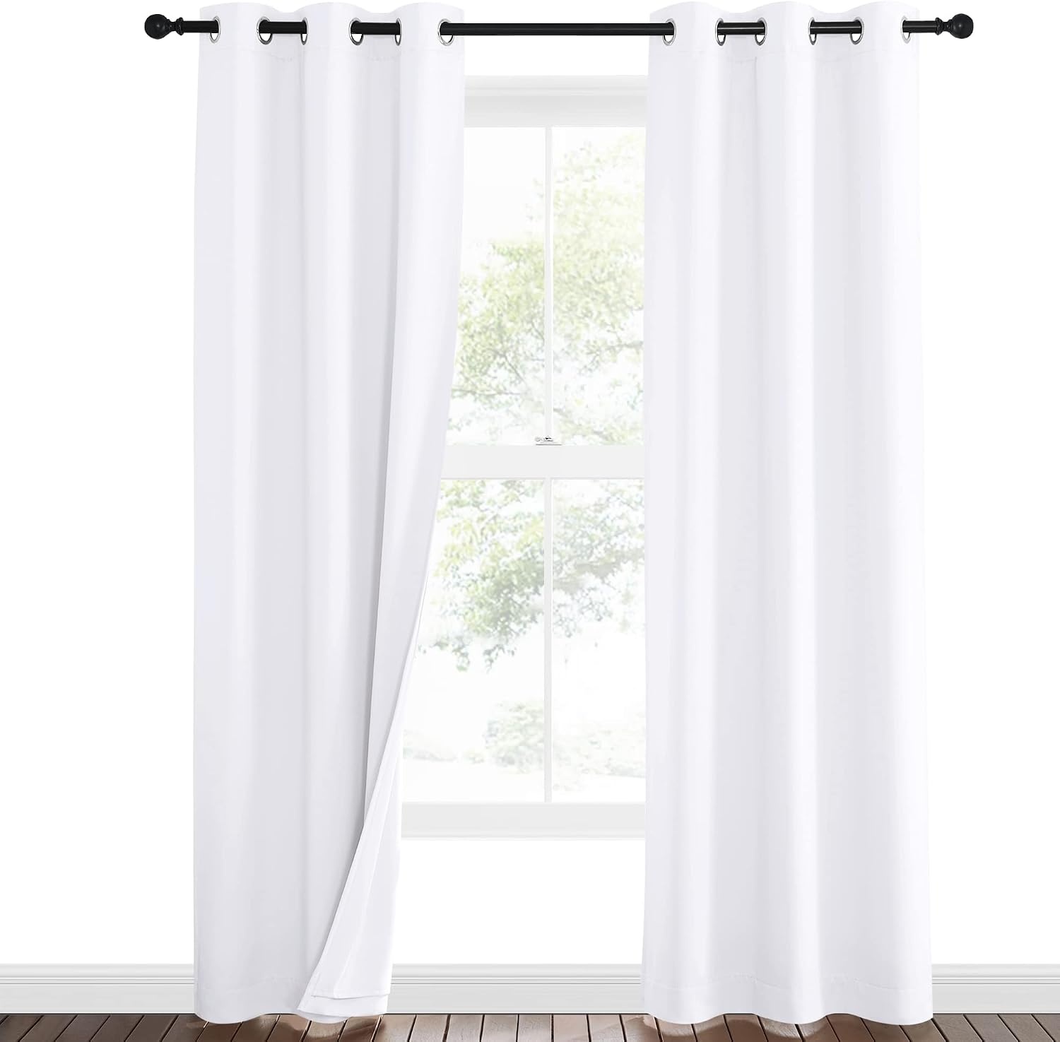 image:imageNICETOWN Sound Barrier 100 Blackout Divider Curtains 84 Noise Heat and Cold Blocking Drapes with Felt Fabric Lining for Noise ReducingNurseryDaytime SleepBedroom White 2 PCs 52 WidePure White