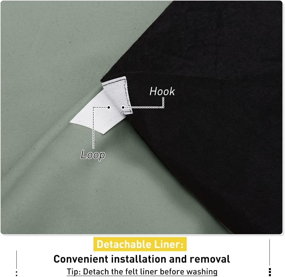 image:imageNICETOWN Sound Barrier 100 Blackout Divider Curtains 84 Noise Heat and Cold Blocking Drapes with Felt Fabric Lining for Noise ReducingNurseryDaytime SleepBedroom White 2 PCs 52 WideGreyish Green