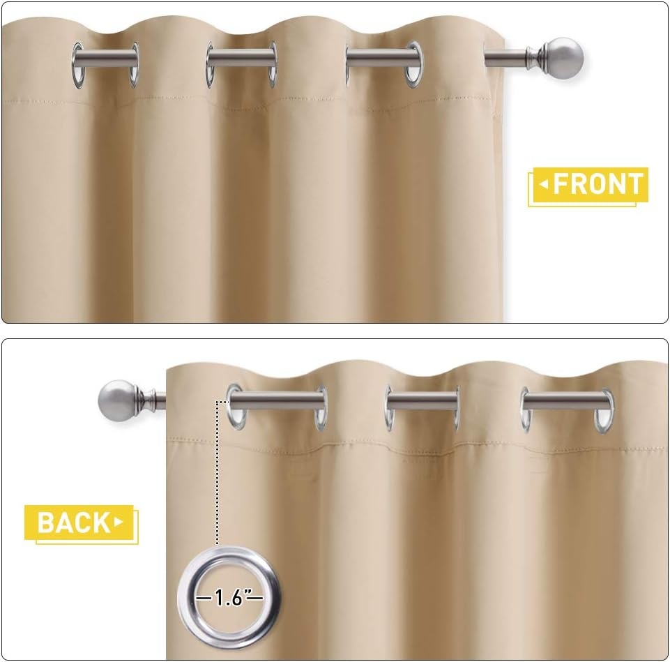 image:imageNICETOWN Sound Barrier 100 Blackout Divider Curtains 84 Noise Heat and Cold Blocking Drapes with Felt Fabric Lining for Noise ReducingNurseryDaytime SleepBedroom White 2 PCs 52 WideBiscotti Beige