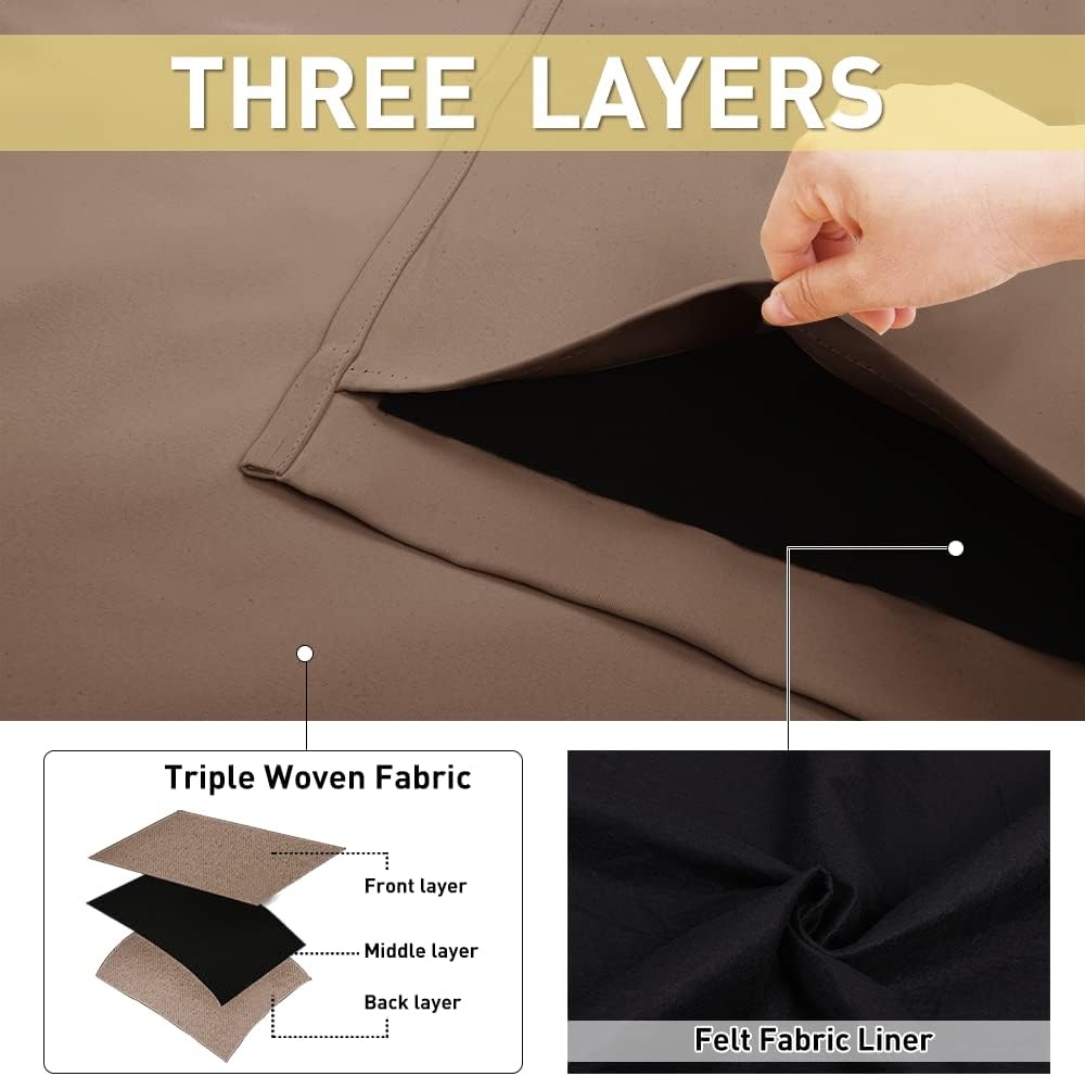 image:imageNICETOWN Sound Barrier 100 Blackout Divider Curtains 84 Noise Heat and Cold Blocking Drapes with Felt Fabric Lining for Noise ReducingNurseryDaytime SleepBedroom White 2 PCs 52 WideCappuccino