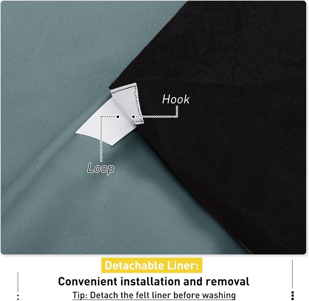 image:imageNICETOWN Sound Barrier 100 Blackout Divider Curtains 84 Noise Heat and Cold Blocking Drapes with Felt Fabric Lining for Noise ReducingNurseryDaytime SleepBedroom White 2 PCs 52 WideGreyish Blue