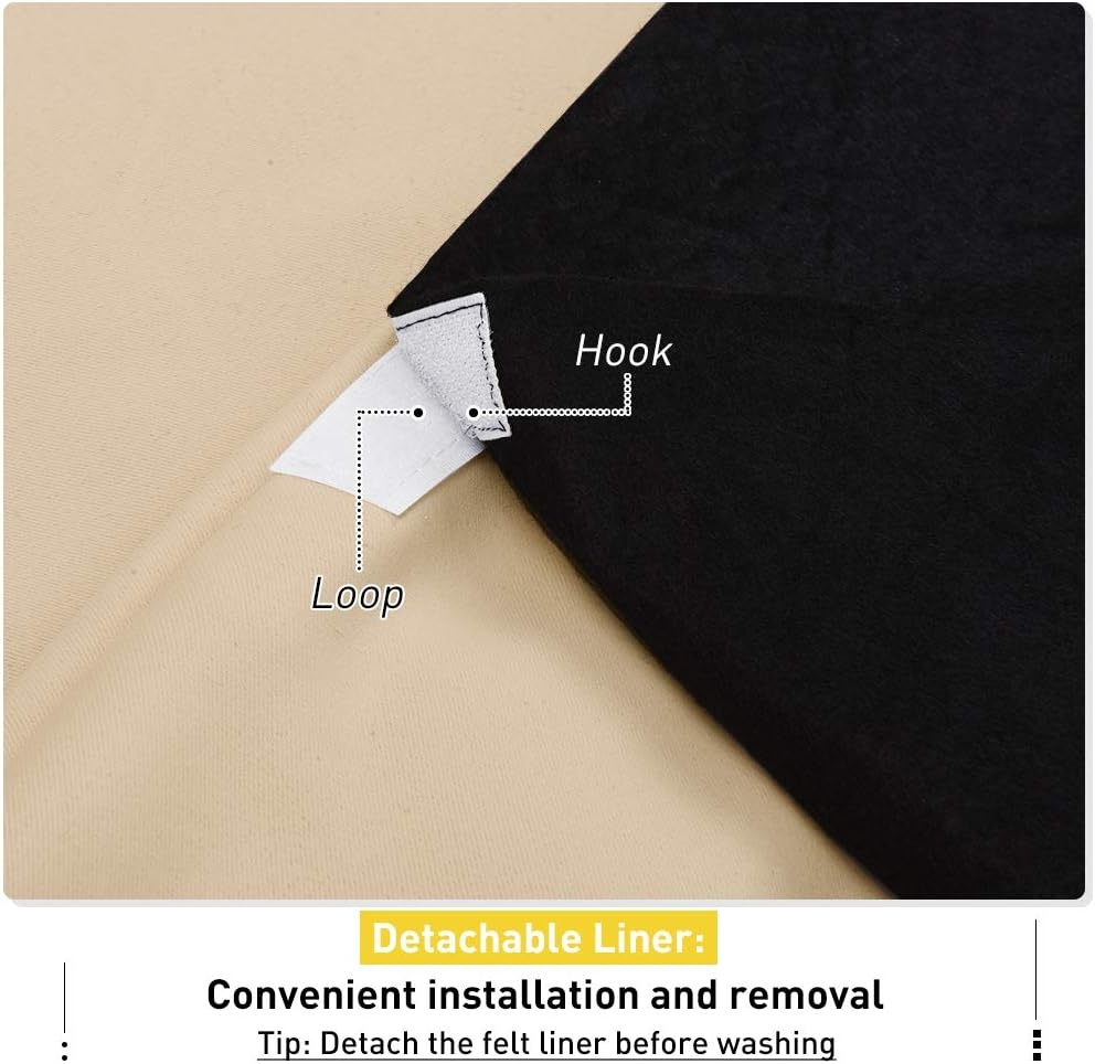 image:imageNICETOWN Sound Barrier 100 Blackout Divider Curtains 84 Noise Heat and Cold Blocking Drapes with Felt Fabric Lining for Noise ReducingNurseryDaytime SleepBedroom White 2 PCs 52 WideBiscotti Beige
