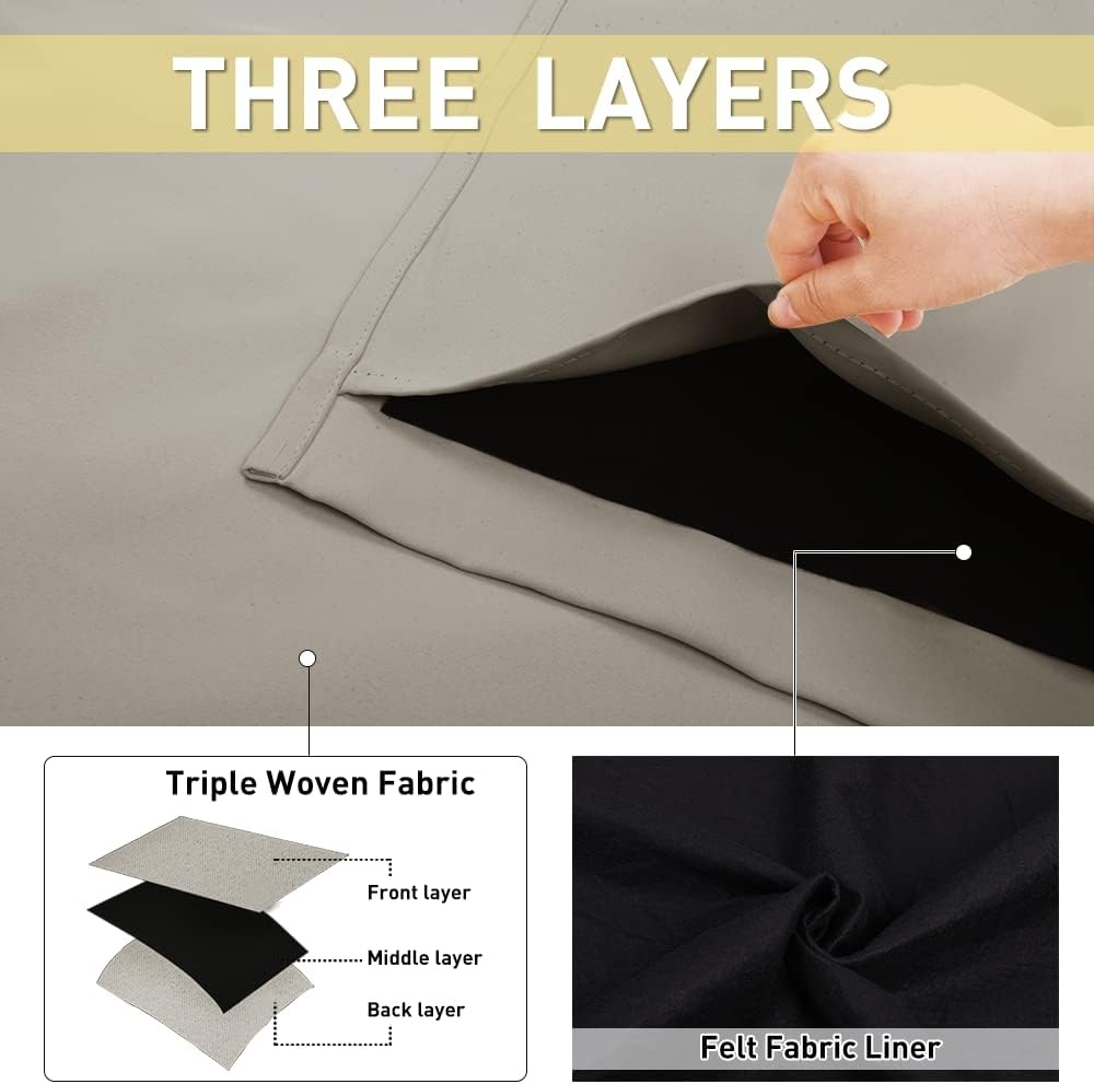 image:imageNICETOWN Sound Barrier 100 Blackout Divider Curtains 84 Noise Heat and Cold Blocking Drapes with Felt Fabric Lining for Noise ReducingNurseryDaytime SleepBedroom White 2 PCs 52 WideNatural