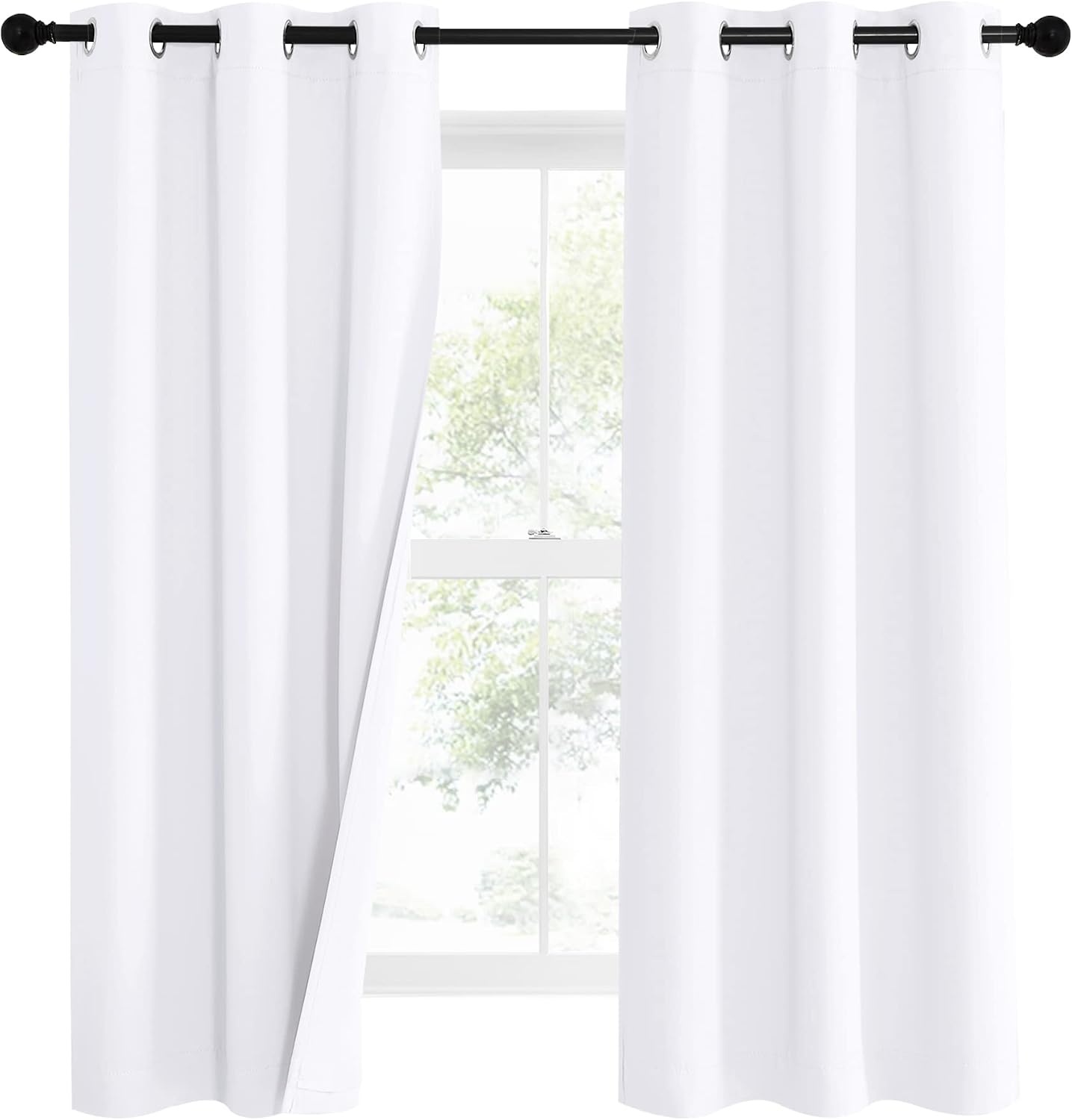 image:imageNICETOWN Sound Barrier 100 Blackout Divider Curtains 84 Noise Heat and Cold Blocking Drapes with Felt Fabric Lining for Noise ReducingNurseryDaytime SleepBedroom White 2 PCs 52 WidePure White