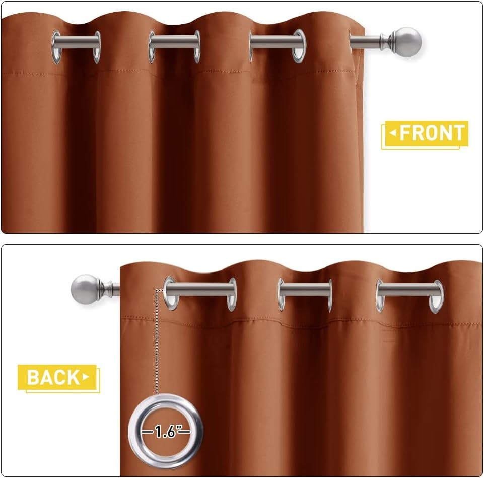 image:imageNICETOWN Sound Barrier 100 Blackout Divider Curtains 84 Noise Heat and Cold Blocking Drapes with Felt Fabric Lining for Noise ReducingNurseryDaytime SleepBedroom White 2 PCs 52 WideBurnt Orange