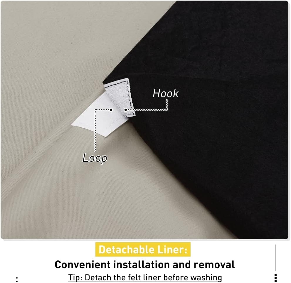 image:imageNICETOWN Sound Barrier 100 Blackout Divider Curtains 84 Noise Heat and Cold Blocking Drapes with Felt Fabric Lining for Noise ReducingNurseryDaytime SleepBedroom White 2 PCs 52 WideNatural